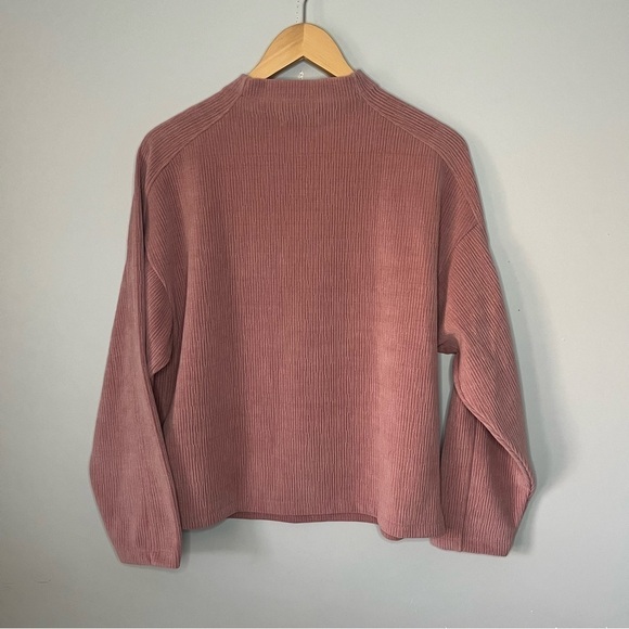 Madewell Striped Jacquard Funnelneck Rosewood Pink Long Sleeve Top Size M NWT - Picture 11 of 16